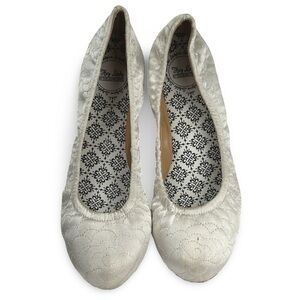 Hey Lady Smitten Foldable Ballet Flats 7M White Satin Quilted Bridal Travel